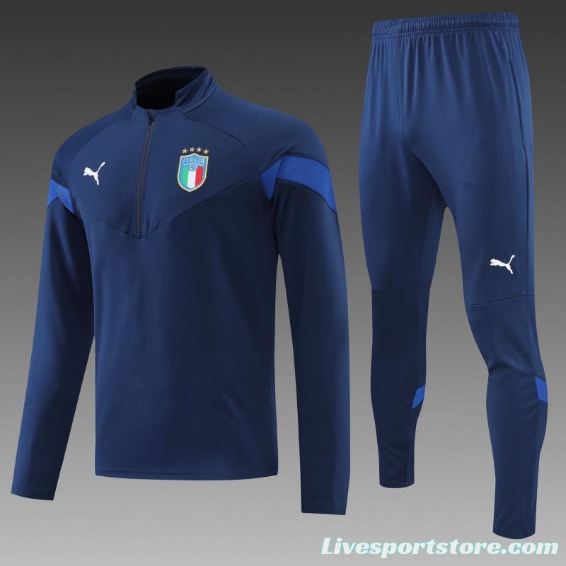 2022 Italy Navy Half Zipper Tracksuit