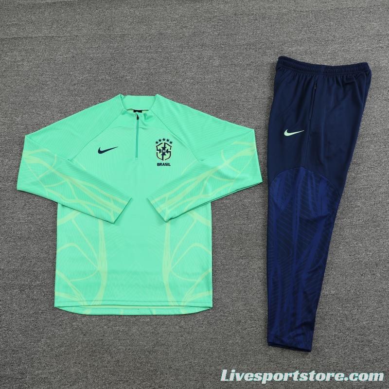 2022 Brazil Green Half Zipper Tracksuit