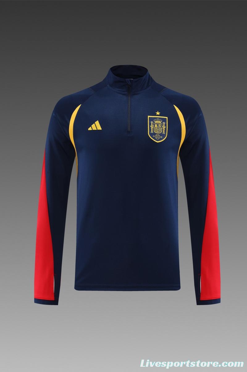 2022 Spain Navy Half Zipper Tracksuit