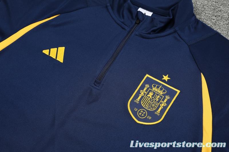 2022 Spain Navy Half Zipper Tracksuit