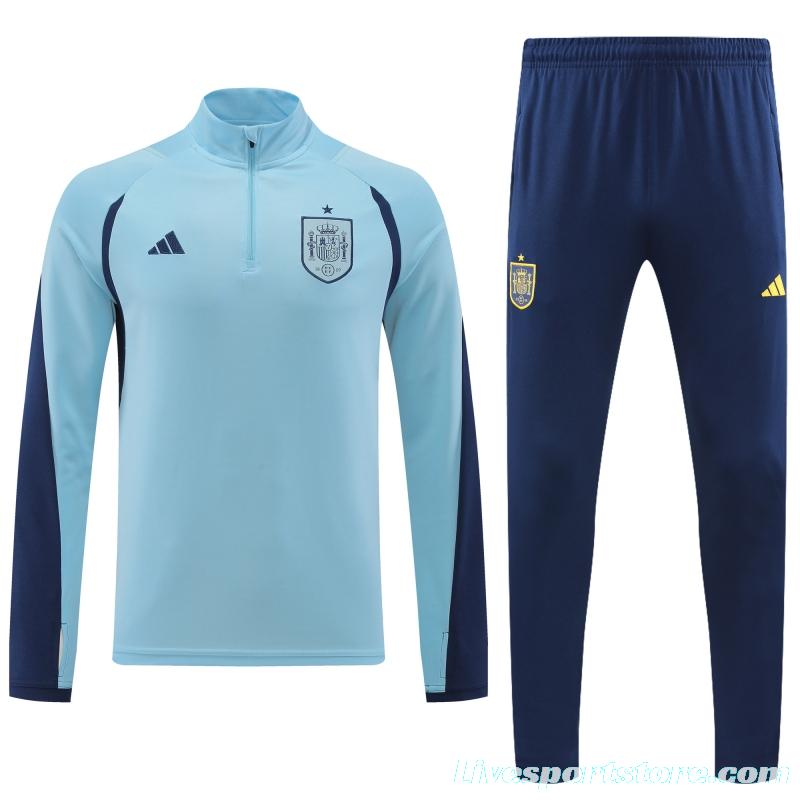 2022 Spain Blue Half Zipper Tracksuit