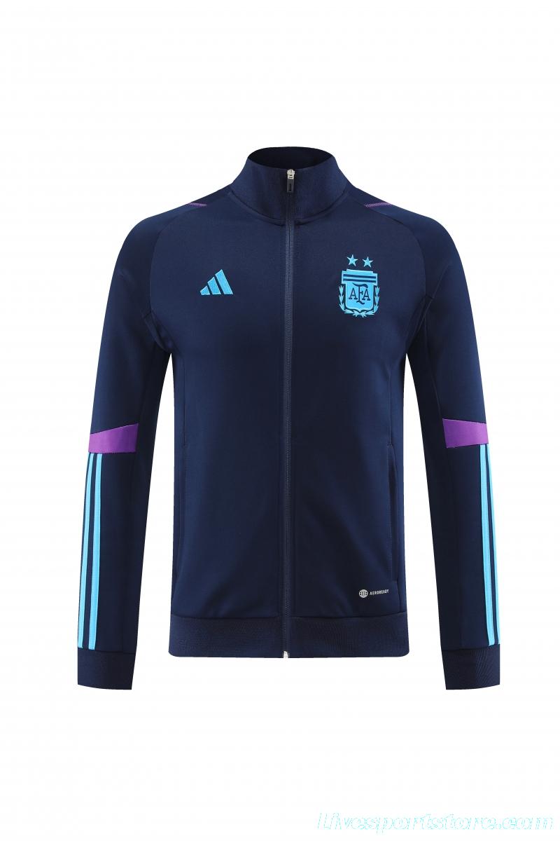 2022 Argentina Navy Full Zipper Tracksuit