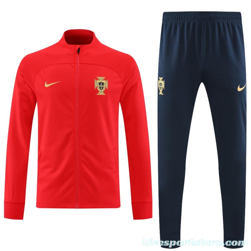 2022 Portugal Red Full Zipper Tracksuit