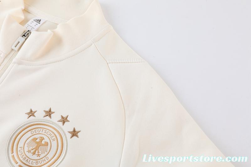 2022 Germany White Full Zipper Tracksuit