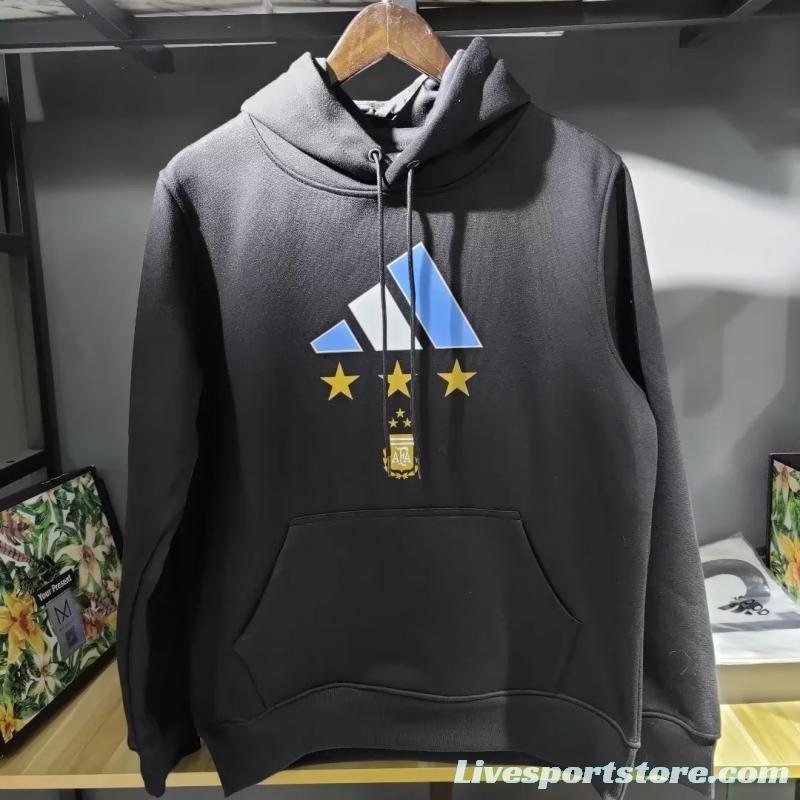 3 Stars Argentina Messi Black Hoodie