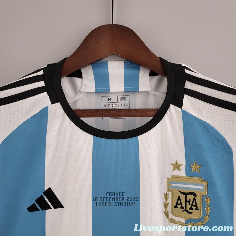 2 Stars Argentina Home Final Match Jersey With Full Patch