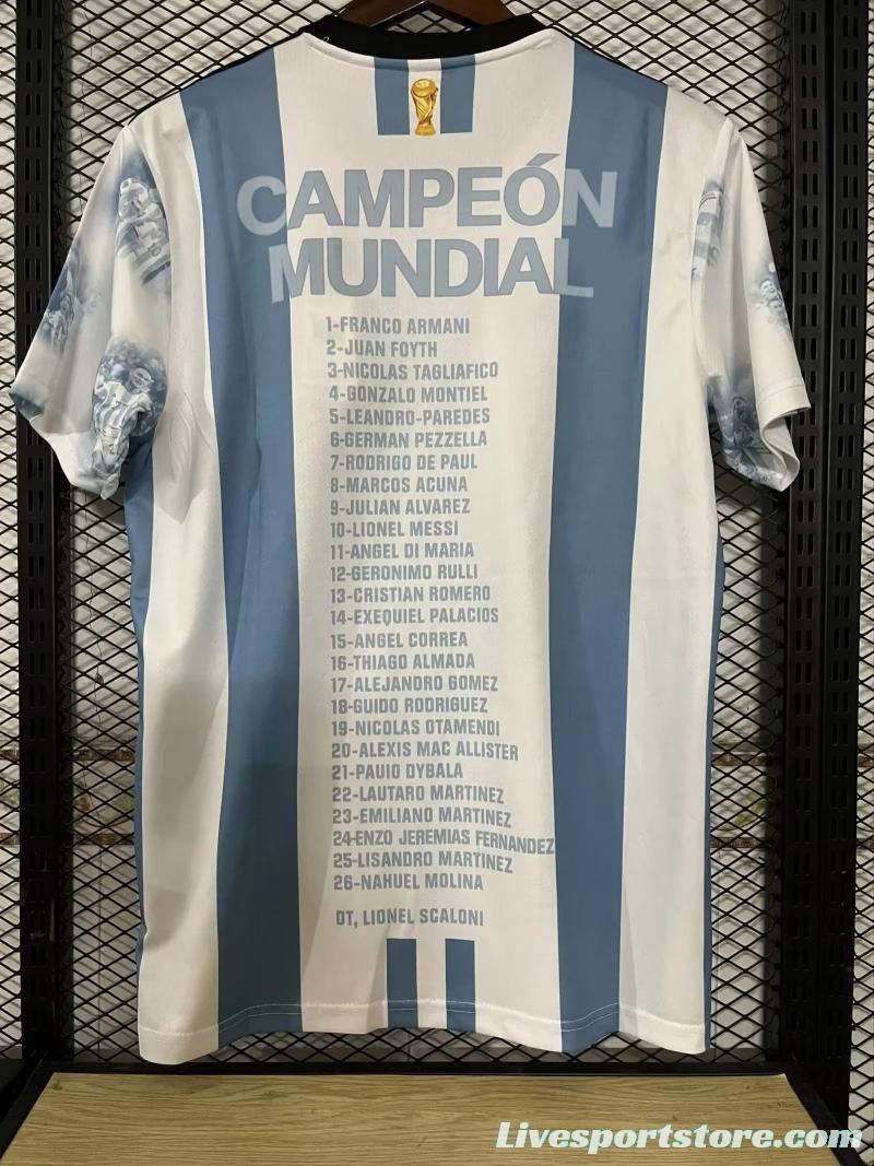 3 Stars 2022 Argentina Campeones Mundo Home Special Jersey