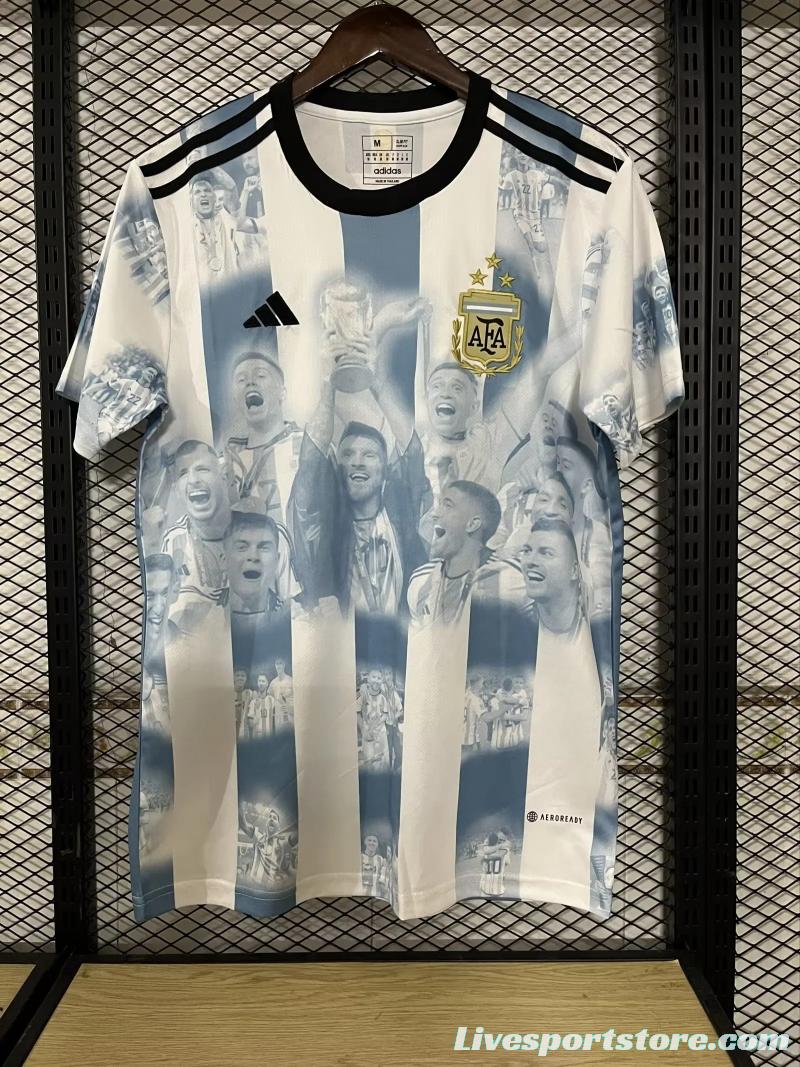 3 Stars 2022 Argentina Campeones Mundo Home Special Jersey