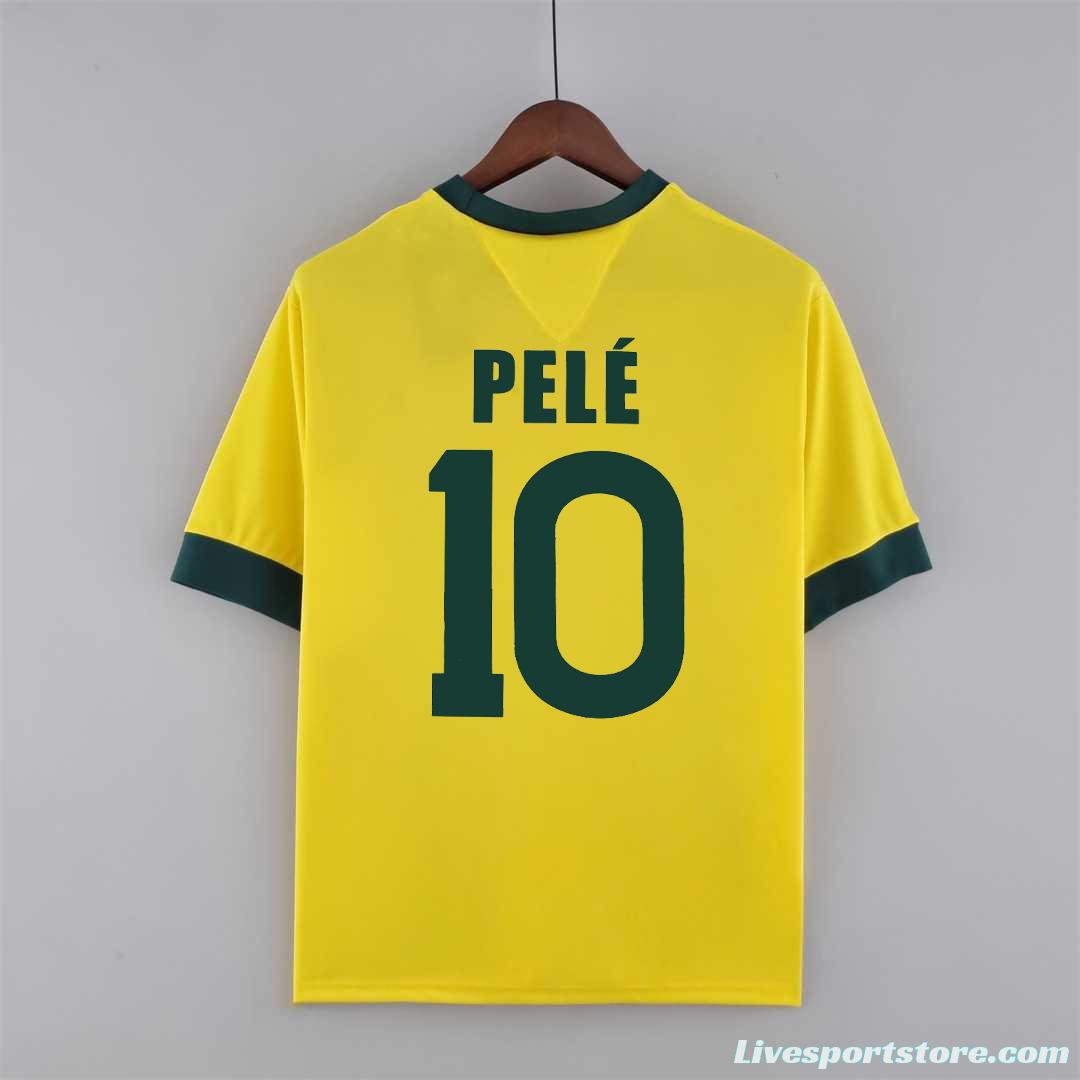 Retro 1970 Brazil Home Jersey 10#Pelé Commemorate The King Of Football