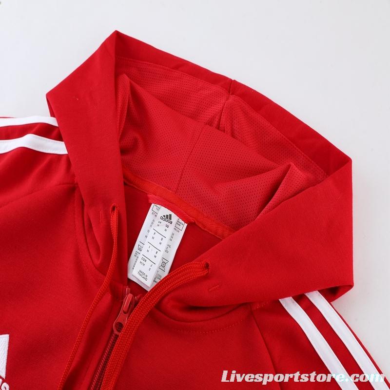 2023 Bayern Munich Red Hoodie Full Zipper Tracksuit