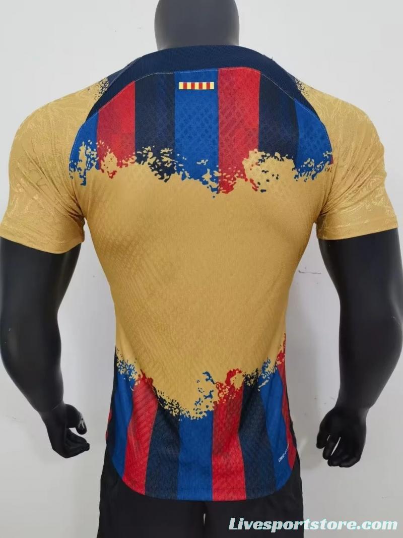 Player Version 23/24 Barcelona Home X Away Mixed Red Yellow Jersey