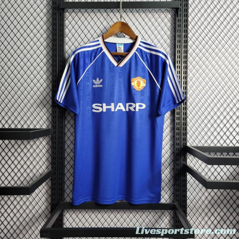 Retro 88/89 Manchester United Away Blue Jersey