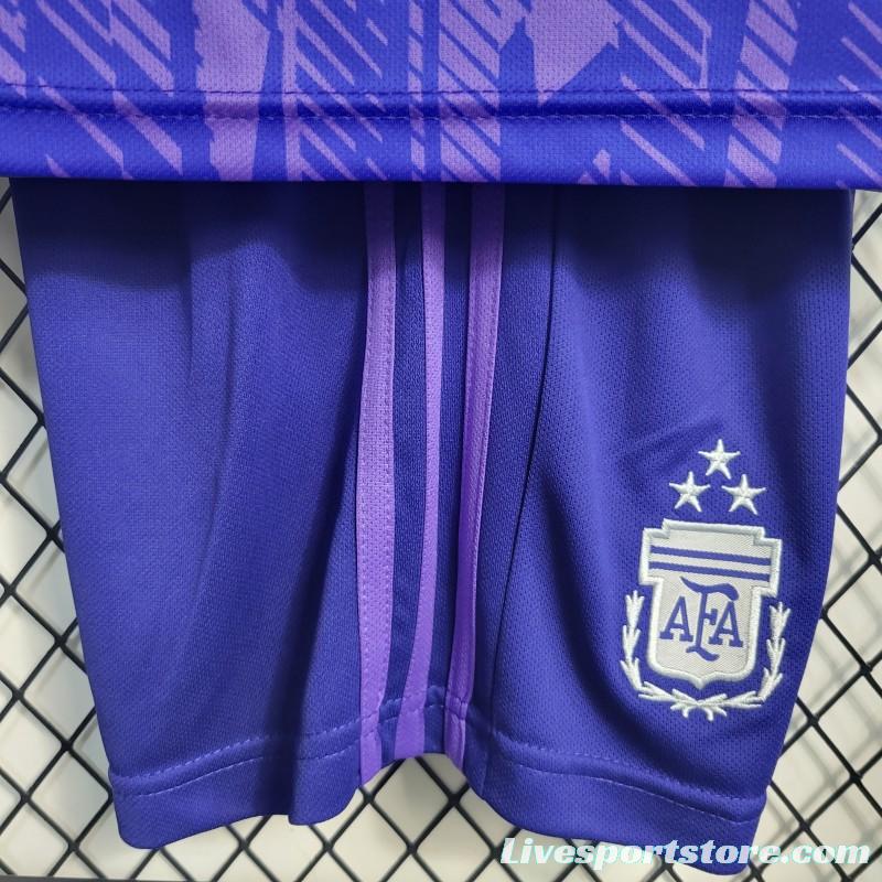 3-Stars 2023 Kids Argentina Away Purple Jersey