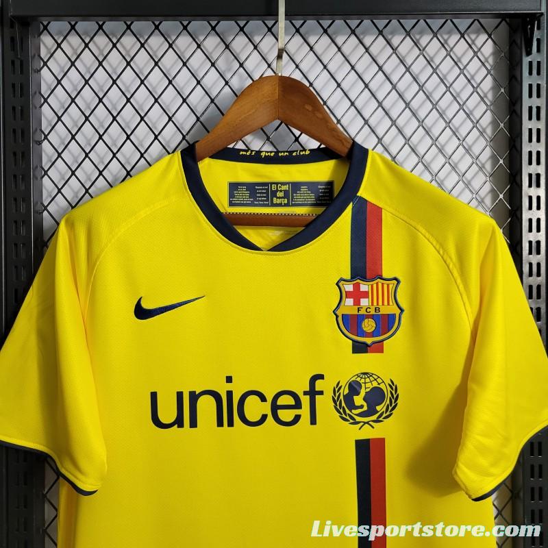 Retro 08/09 Barcelona Away Yellow Jersey