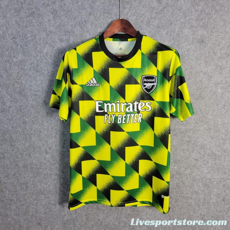 22/23 Arsenal Yellow/Green Pre-Match Jersey