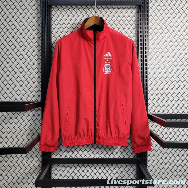 2023 Reversible 3-star Argentina Red/Black Windbreaker