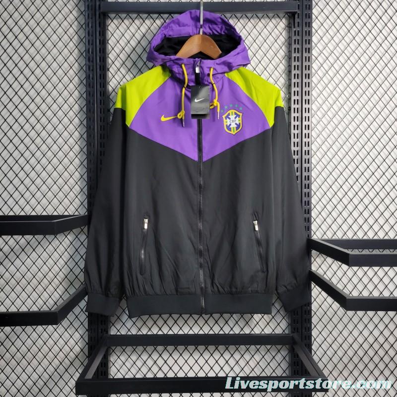 2022 Brazil Black Purple Windbreaker