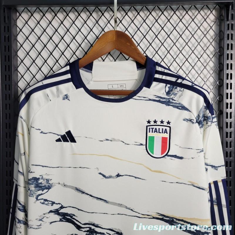 2023 Italy Long Sleeve Away White Jersey