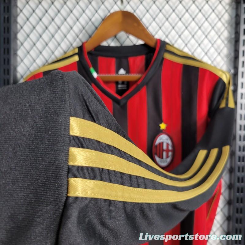 Retro Long Sleeve 2013-14 AC Milan Home Jersey