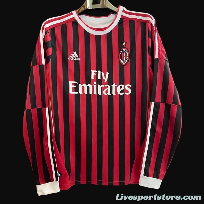 Retro 11/12 AC Milan Home Long Sleeve Jersey