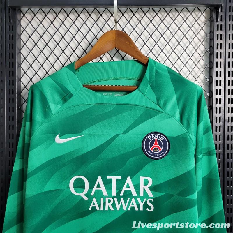 23-24 Long Sleeve PSG Green Goalkeeper Jersey