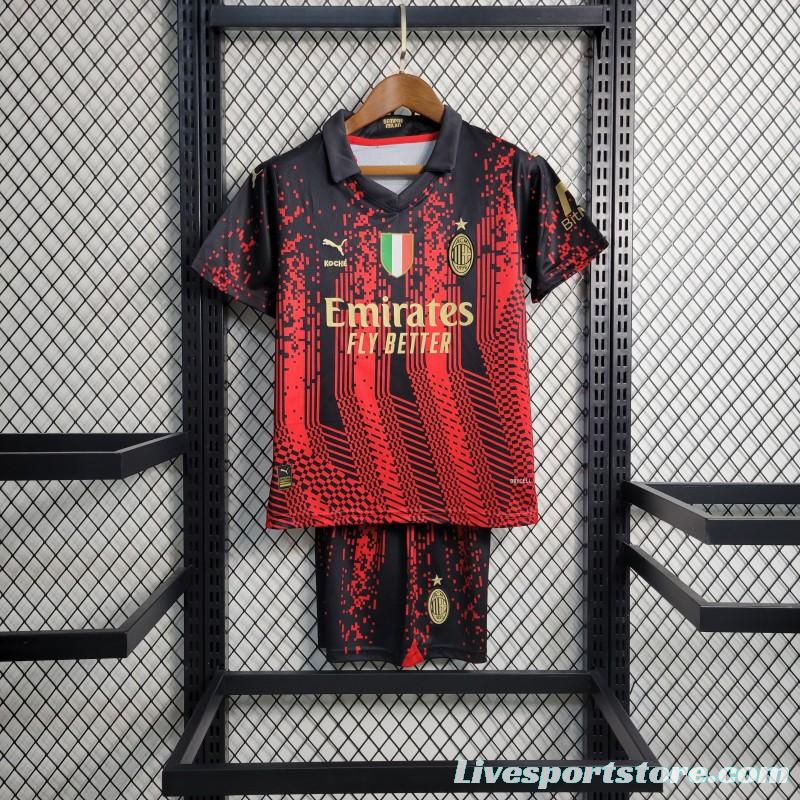 23-24 Kids AC Milan Forth Black/Red Jersey