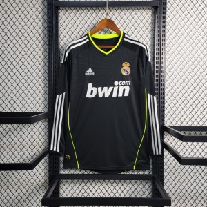 Retro 10-11 Real Madrid Away Black Long Sleeve Soccer Jersey