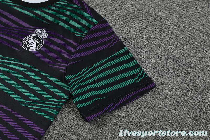 23-24 Real Madrid Stripe Pattern Short Sleeve+Shorts