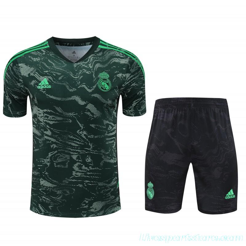 23-24 Real Madrid Black Green Pattern Short Sleeve+Shorts