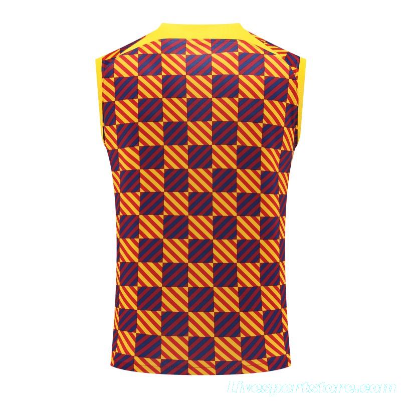 23-24 Barcelona Special Orange Grid Vest Jersey+Shorts