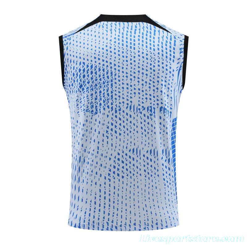 23-24 Liverpool Blue White Grid Vest Jersey+Shorts