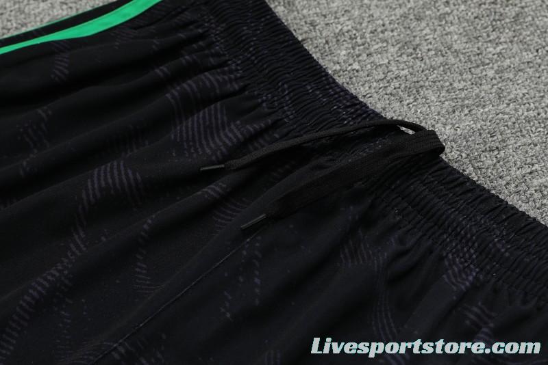 23-24 Real Madrid Black Green Pattern Short Sleeve+Shorts