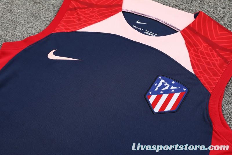 23-24 Atletico Madrid Black Red Vest Jersey+Shorts