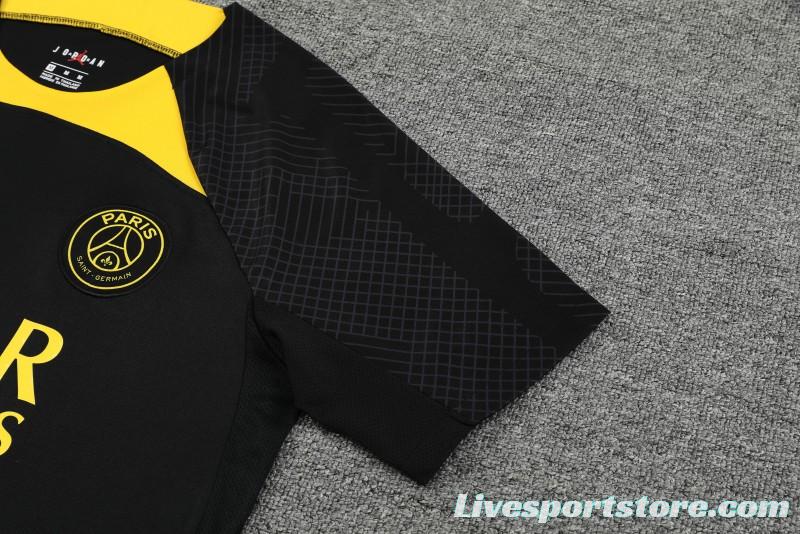 23-24 PSG Black Yellow Short Sleeve+Shorts