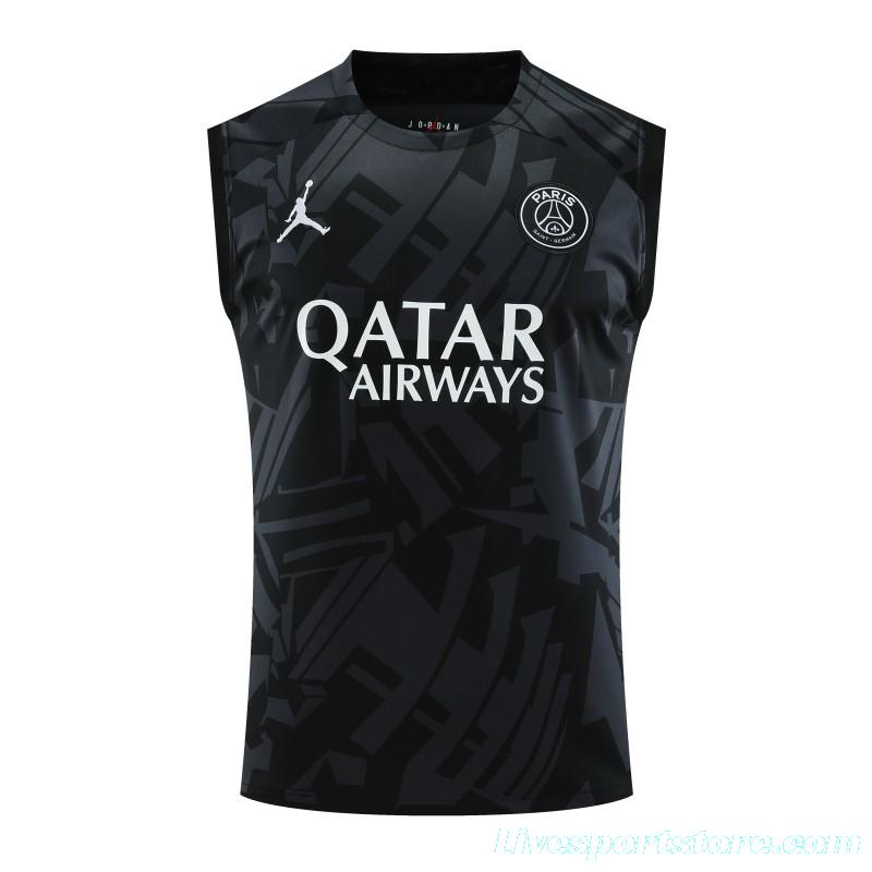 23-24 PSG Black Pattern Vest Jersey+Shorts