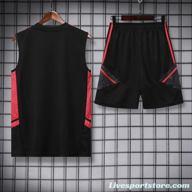 23-24 Bayern Munich Black Red Vest Jersey+Shorts