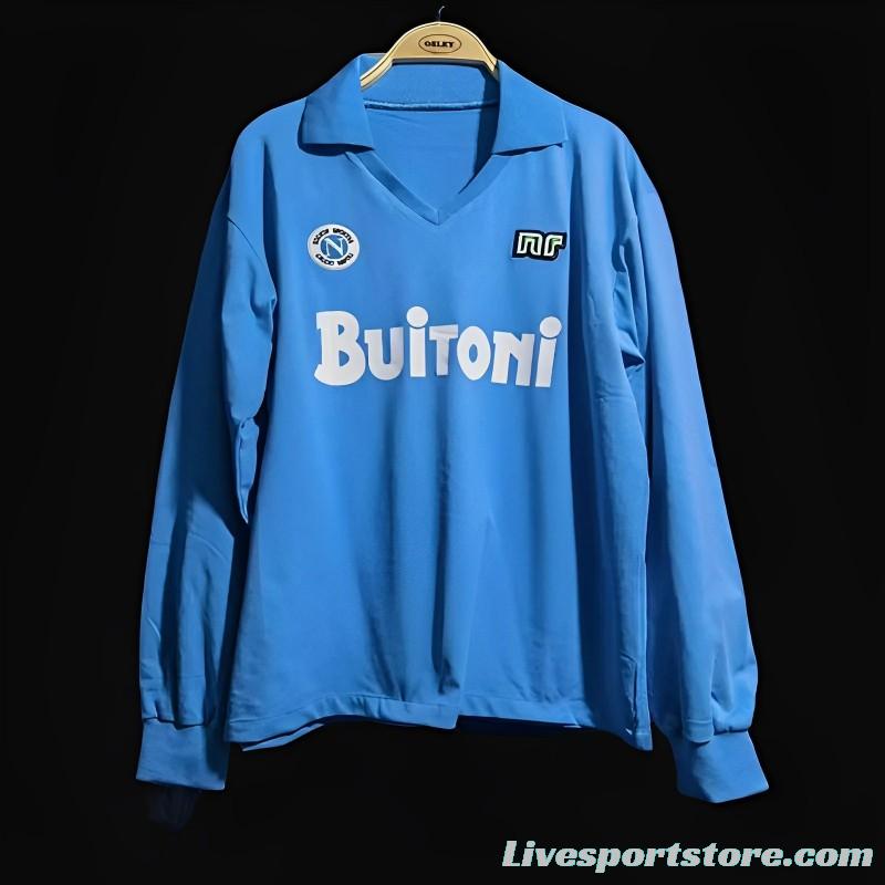 Retro Napoli 87/88 Home Long Sleeve Soccer Jersey