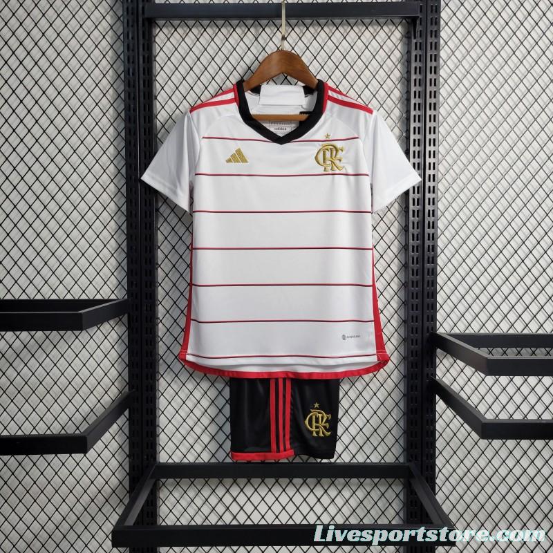 23-24 Kids Flamengo Away White Jersey Size 16-28