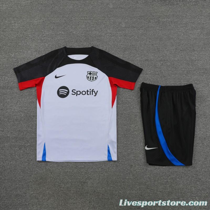 23-24  Barcelona Grey Black Short Sleeve Jersey+Shorts