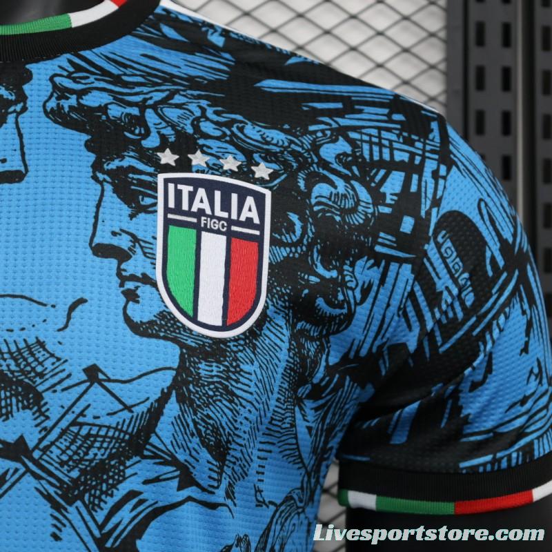 Player Version 2023 Italy Special Blue Black Jersey