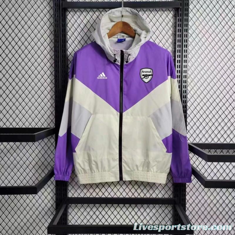 23-24 Arsenal White Purple Windbreaker