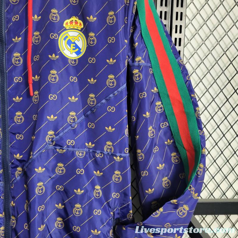 23-24 Real MadridxGUCCI Navy Windbreaker