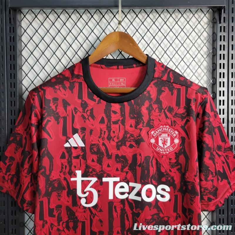 23-24 Manchester United Red Black Training Jersey