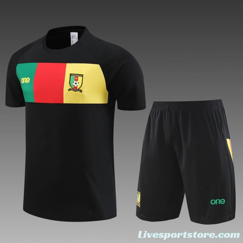 2023 Cameroon Black Short Sleeve+Shorts