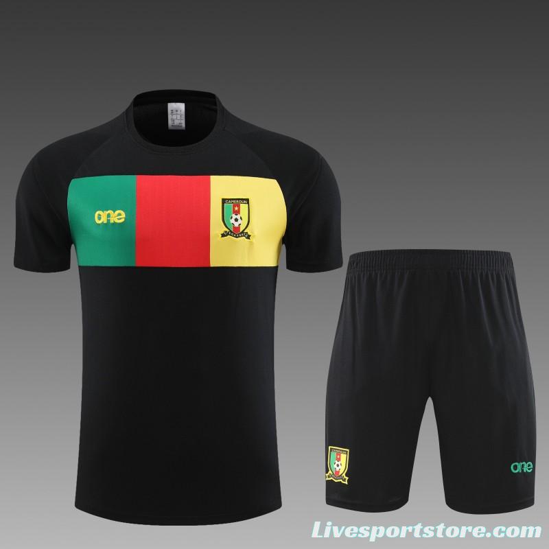 2023 Cameroon Black Short Sleeve+Shorts