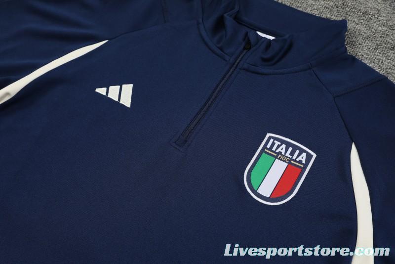 2023 Italy Navy Half Zipper Jacket +Pants