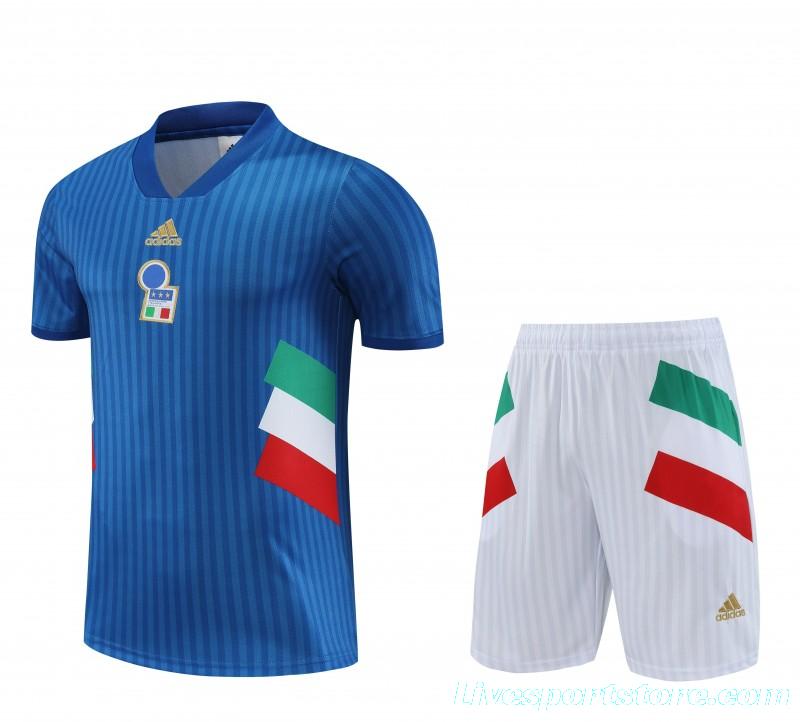 2023 Italy Blue Remake Icon Short Sleeve+Shorts