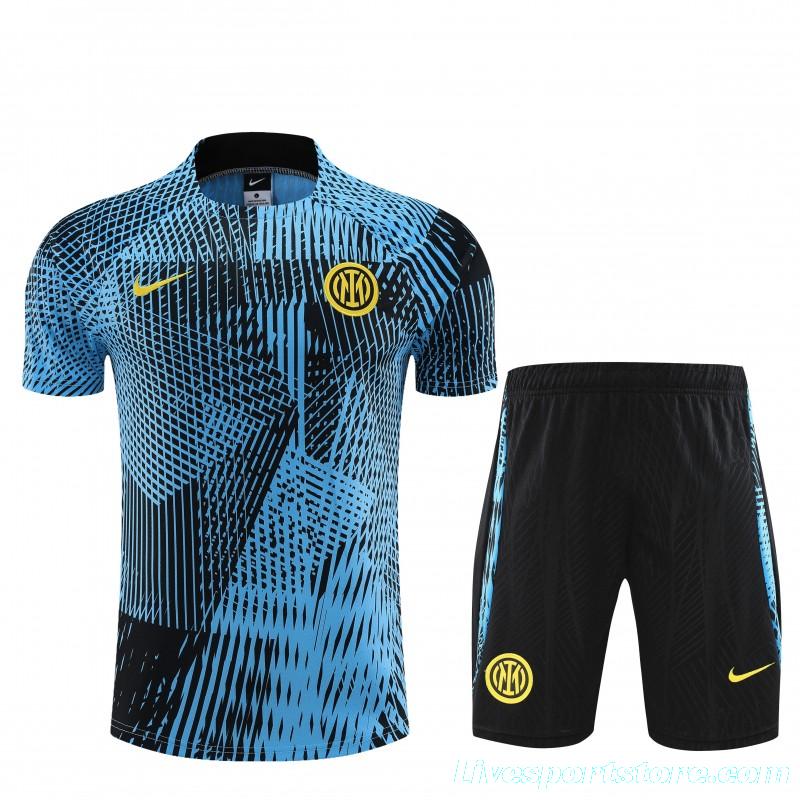 23 24 Inter Milan Black Blue Short Sleeve+Shorts