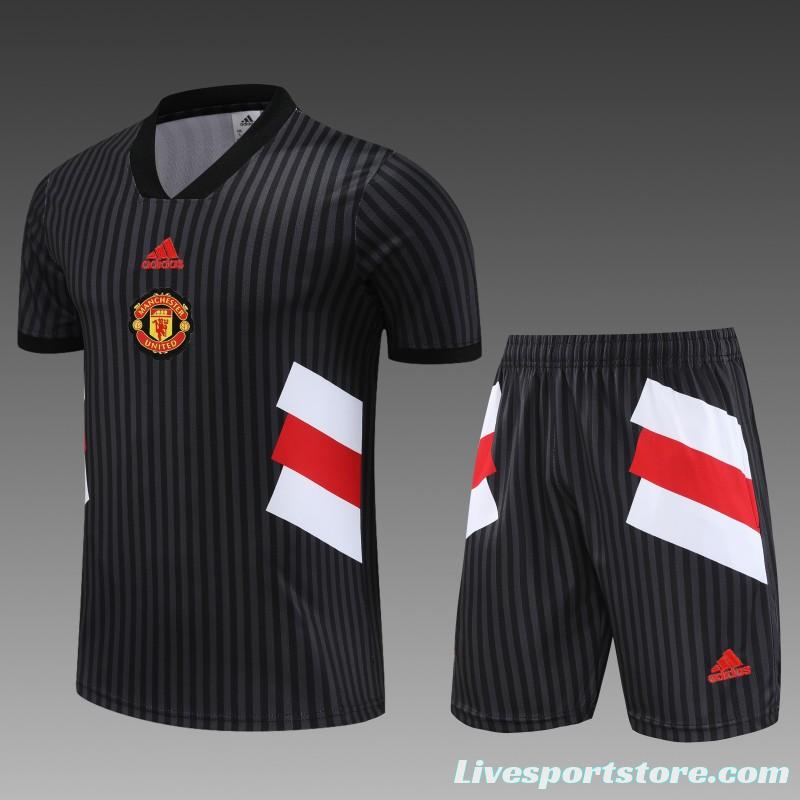 23 24 Manchester United Black Remake Icon Short Sleeve+Shorts