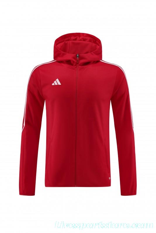 2023 Adidas Red Hoodie Full Zipper Jacket +Pants